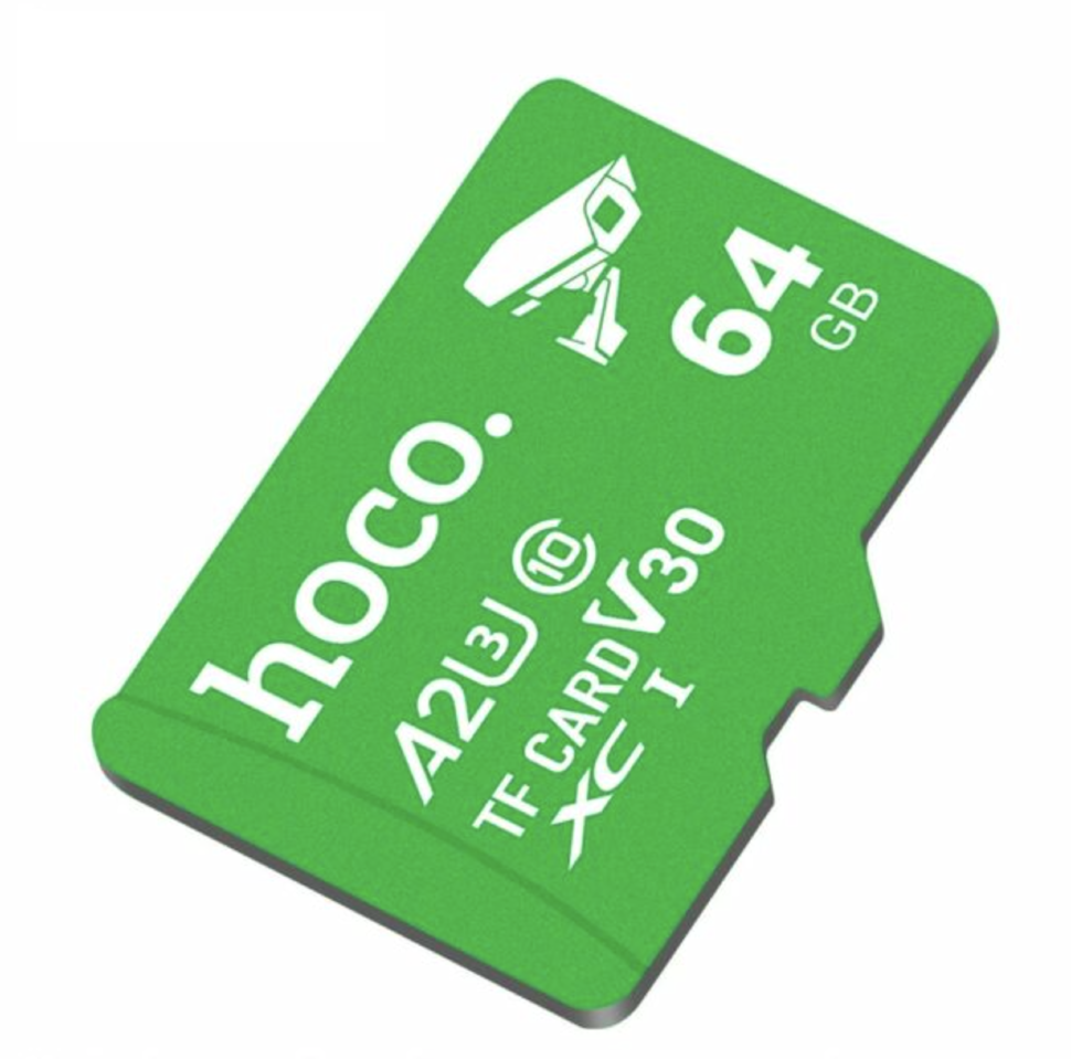 Atmiņas karte microSD 64 GB, klase 10, UH-1, U3, V30, A2, Hoco, zaļa