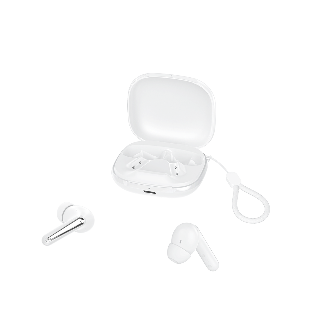 XO Bluetooth austiņas G53 TWS baltas ANC + ENC ar statīvu