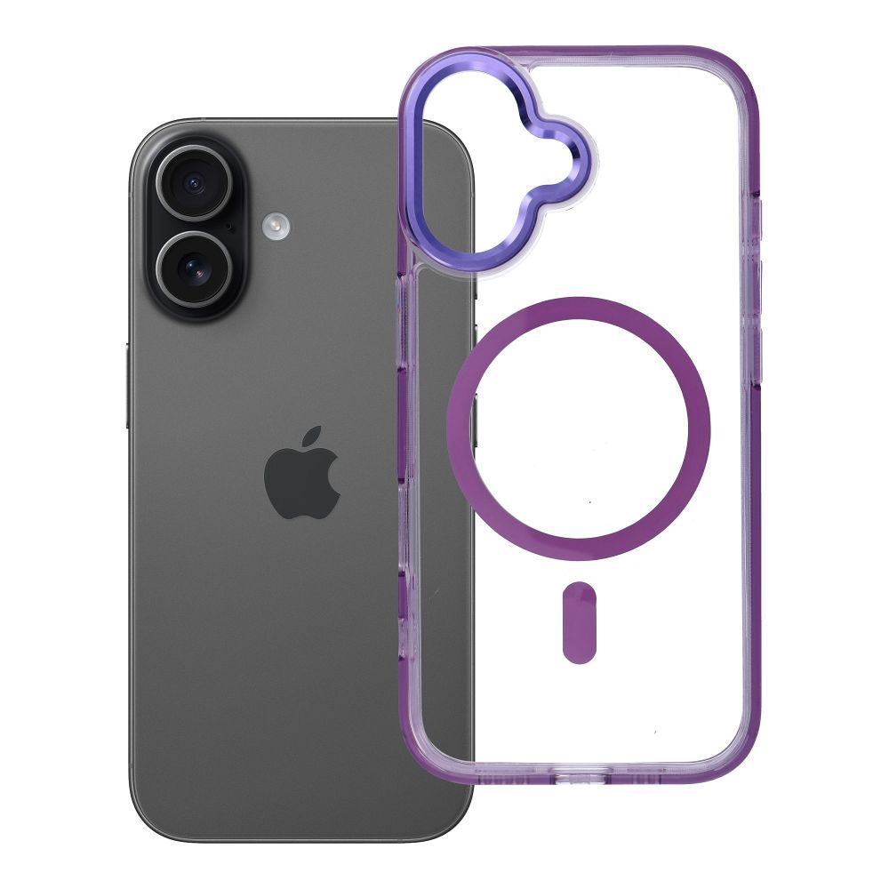 Ar MagSafe saderīgs Frame Clear Hybrid Mag Cover maciņš iPhone 17, violets