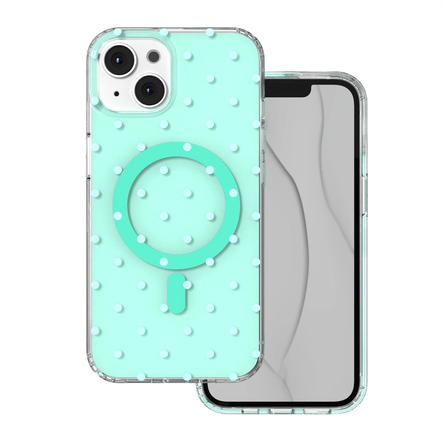 Bubble Dots Mag maciņš, paredzēts iPhone 13 / 14 6,1", zaļš