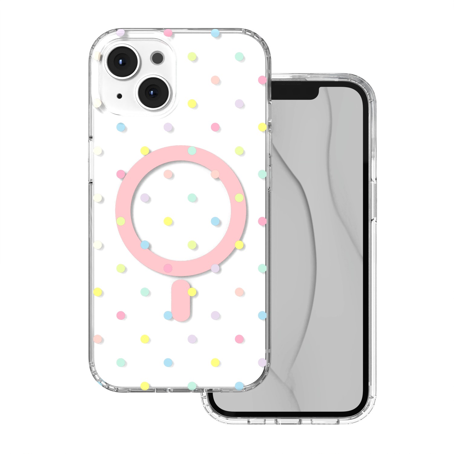 Bubble Dots Mag maciņš, paredzēts iPhone 13 / 14 6,1", balts
