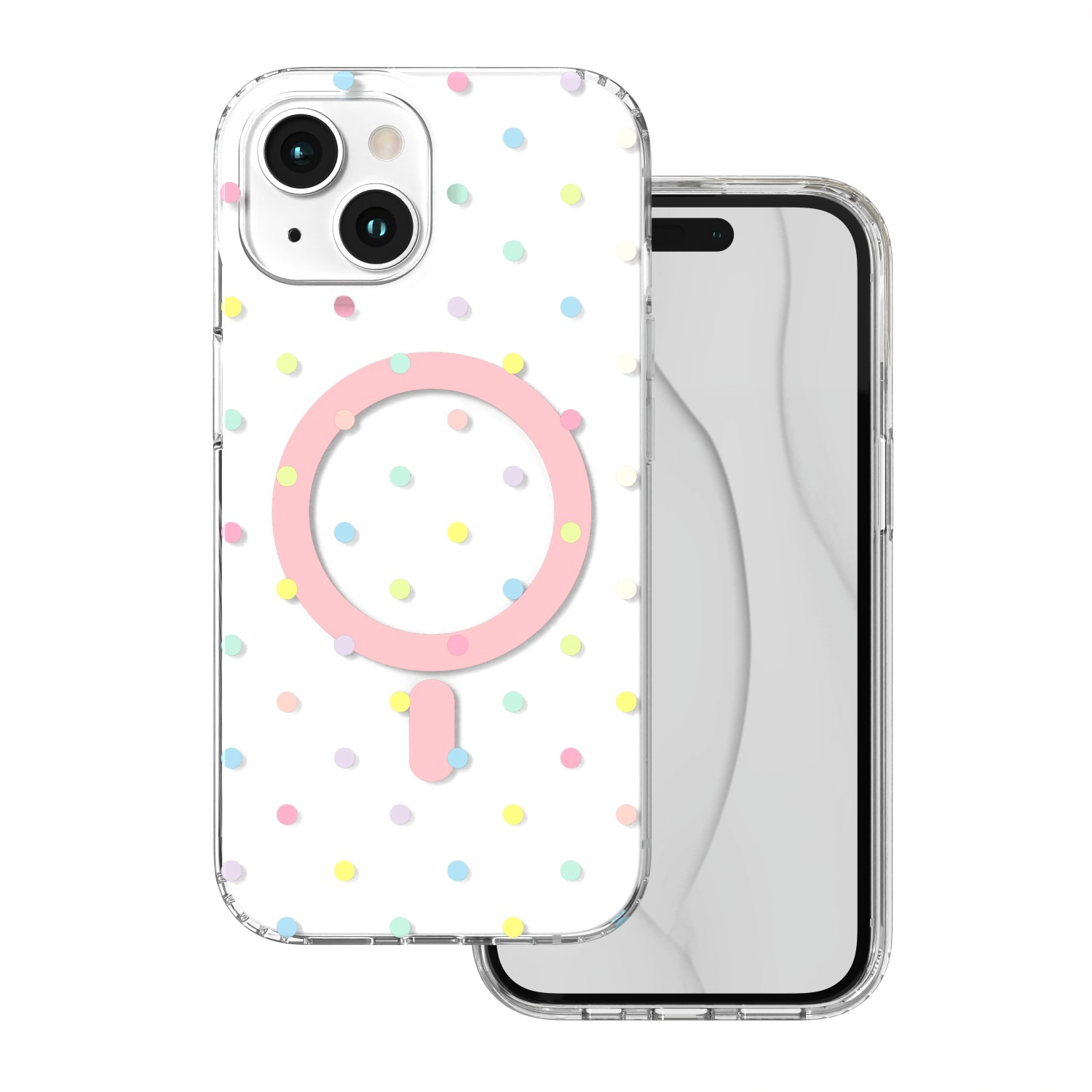 Bubble Dots Mag maciņš, paredzēts iphone 15 6,1", balts