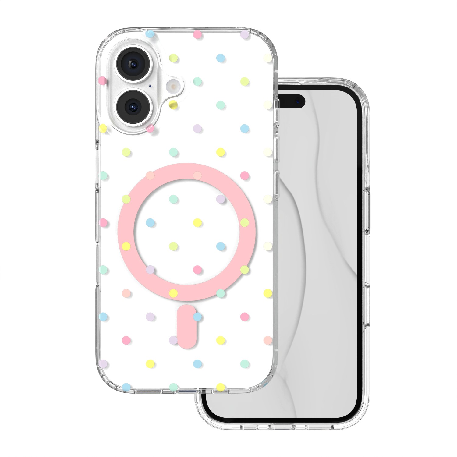 Bubble Dots Mag maciņš, paredzēts iphone 16 6,1", balts