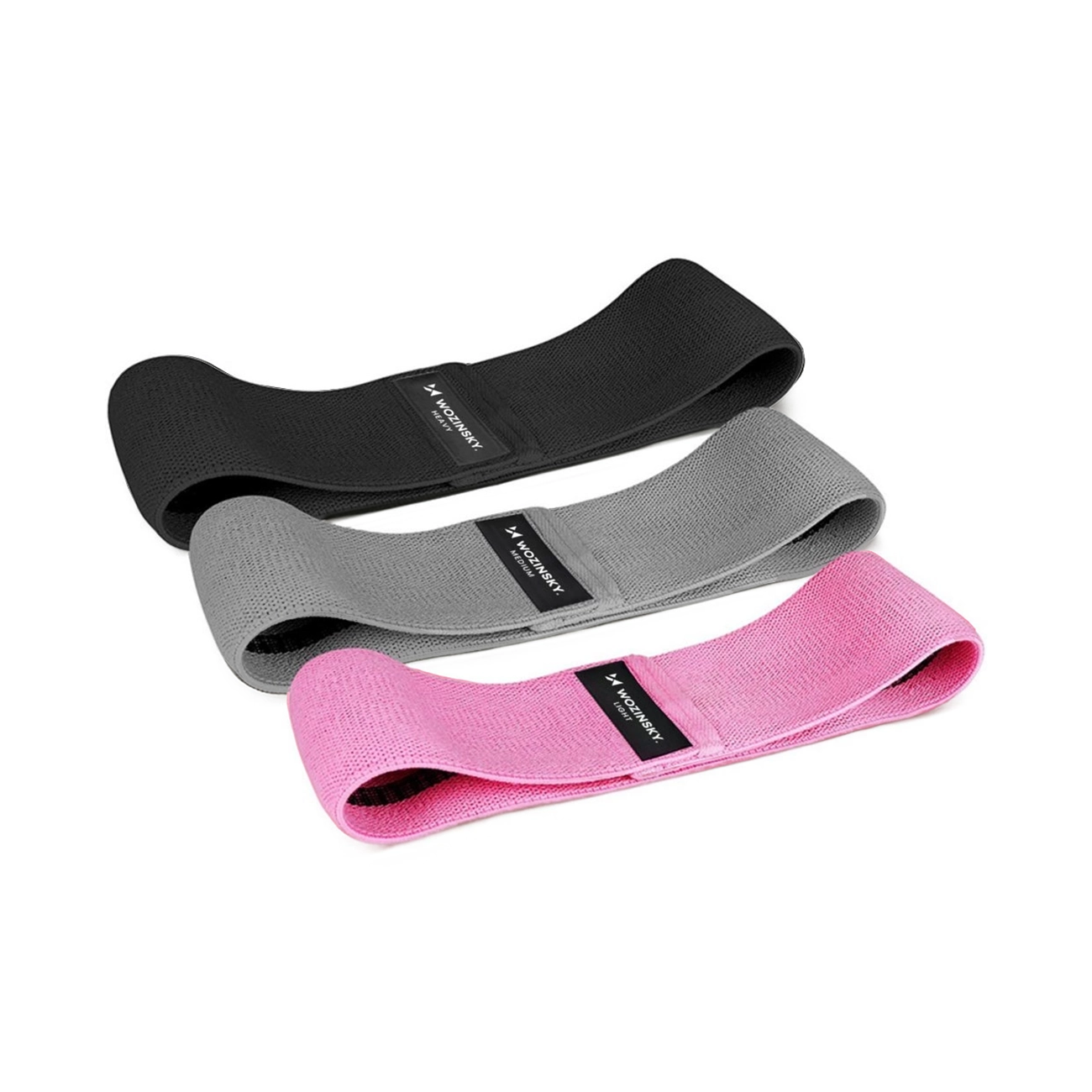Wozinsky 3x auduma pretestības mini gumiju komplekts jogai, fitnesam un CrossFit vingrinājumiem (WFB-01)