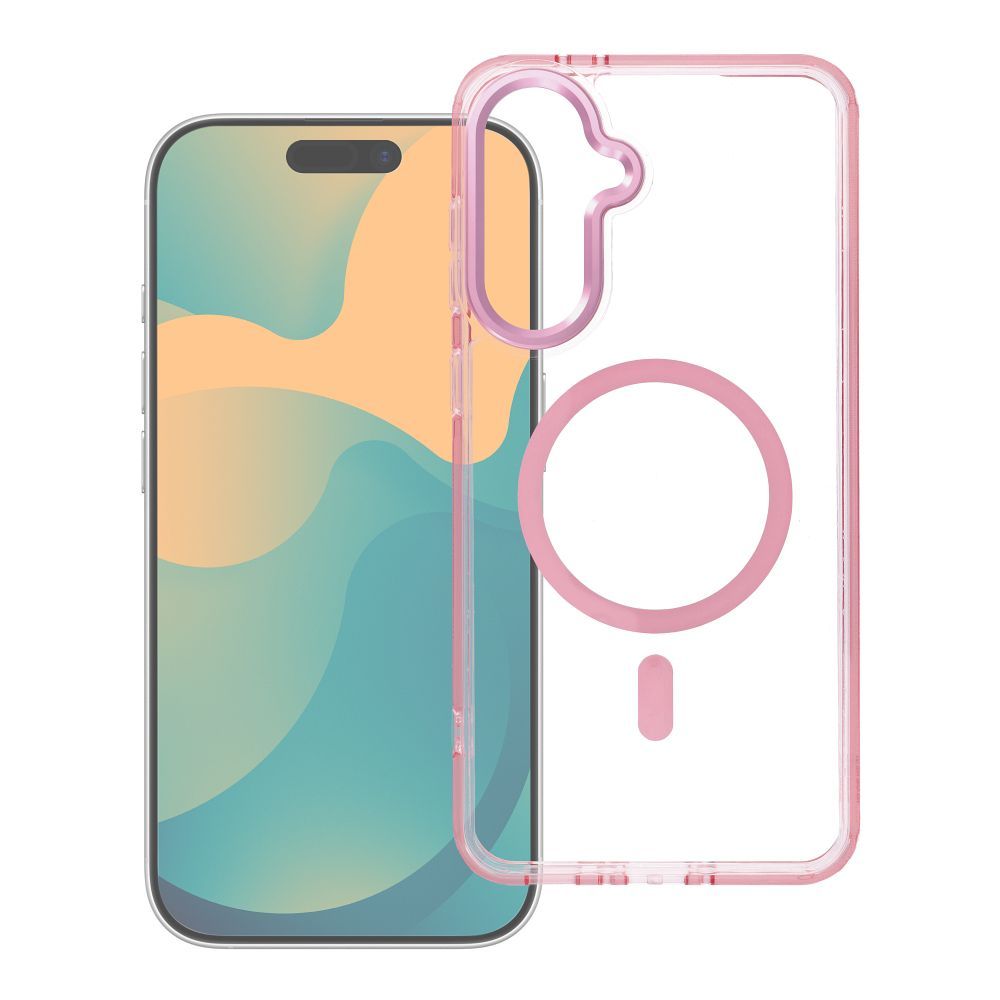 Maciņš Samsung A27 Frame Clear Hybrid Mag Cover, saderīgs ar MagSafe, pūderrozā