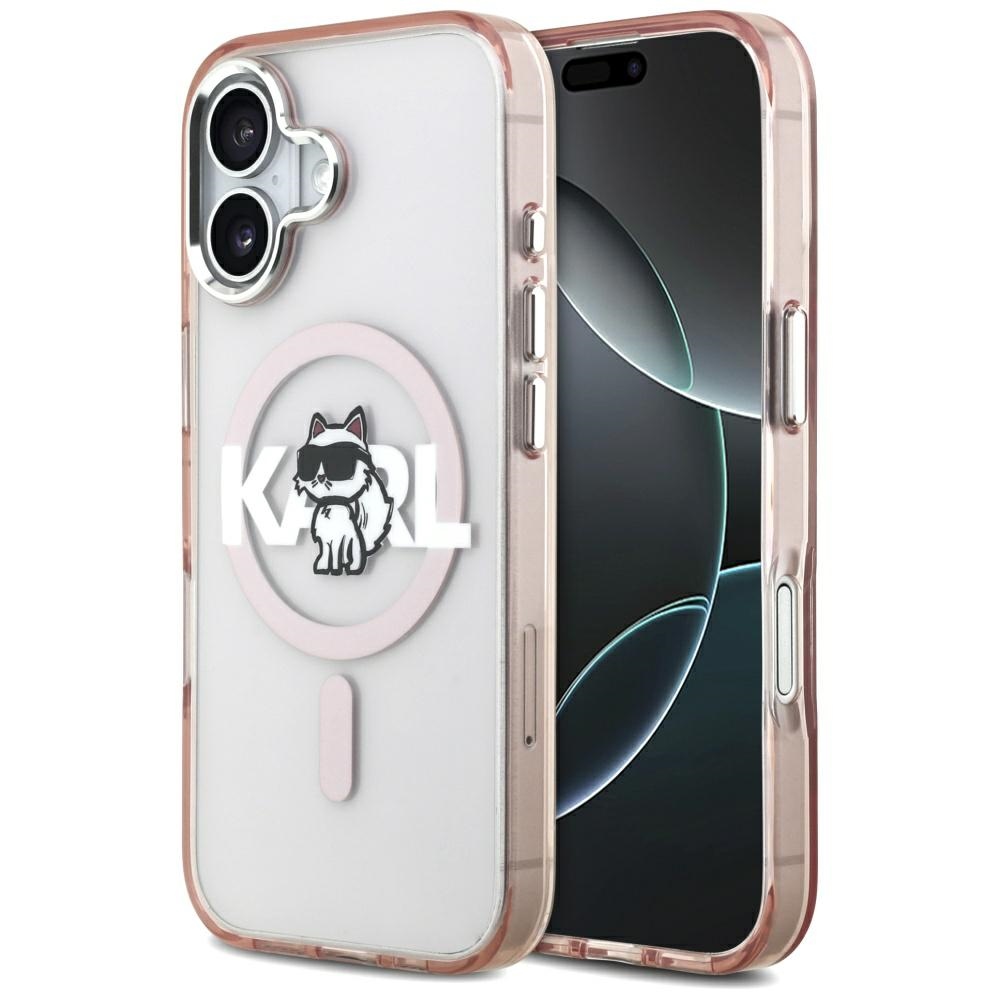KARL LAGERFELD viedtālruņa apvalks IPHONE 17 ar MagSafe saderīgs (IML Choupette zīmējuma logotipu) - rozā