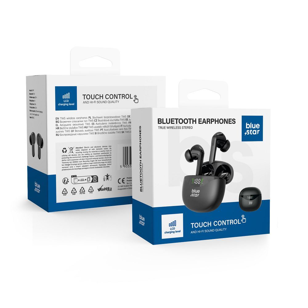 Bezvadu austiņas Blue Star T60 TWS melnas
