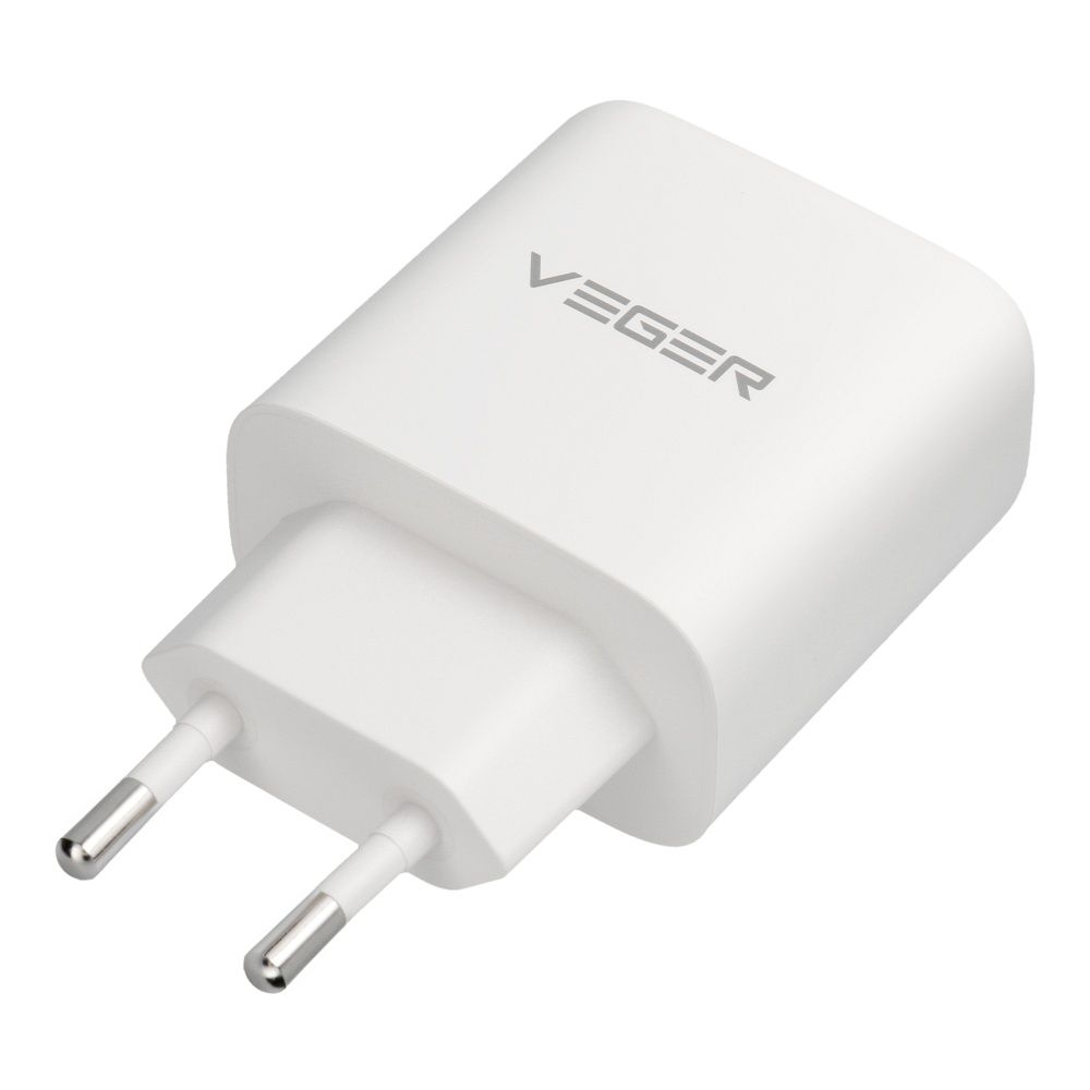 Tālruņa lādētājs VEGER USB A + C tips PD QC3.0 3,25 A 65 W + kabelis USB C uz USB C TR67, balts