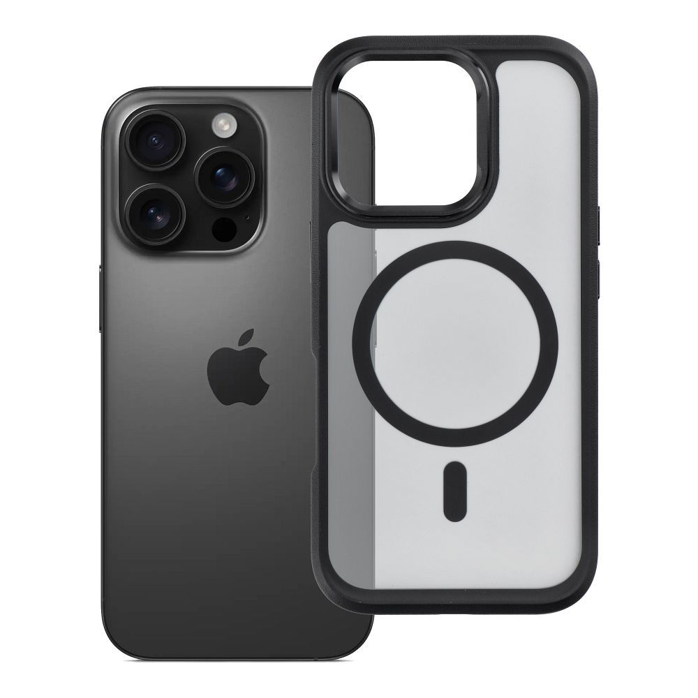 Case for iPhone 16 PRO Forcell F-Protect Smoke Hybrid Premium compatible with MagSafe black