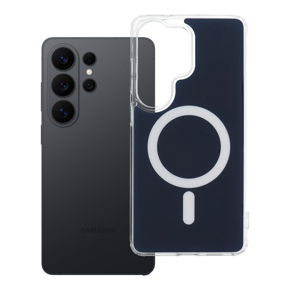 Maciņš Samsung S26 ULTRA Clear Fusion Mag Cover saderīgs ar MagSafe tumši zils