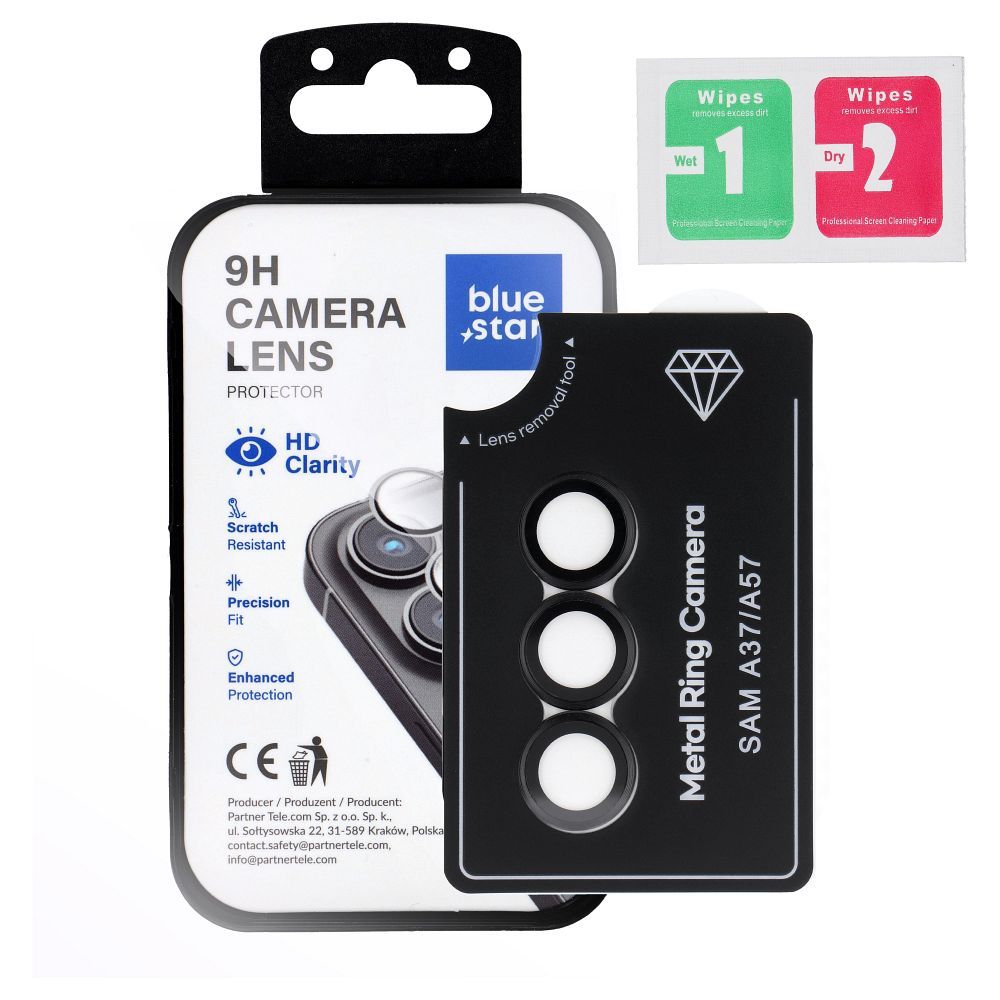 Camera Lens Protector BLUE STAR Easy Install for SAMSUNG A37 black
