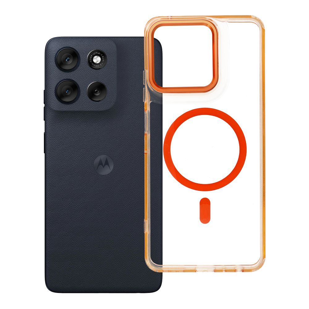 Maciņš Motorola G56 Frame Clear Hybrid Mag Cover saderīgs ar MagSafe hermes oranžs