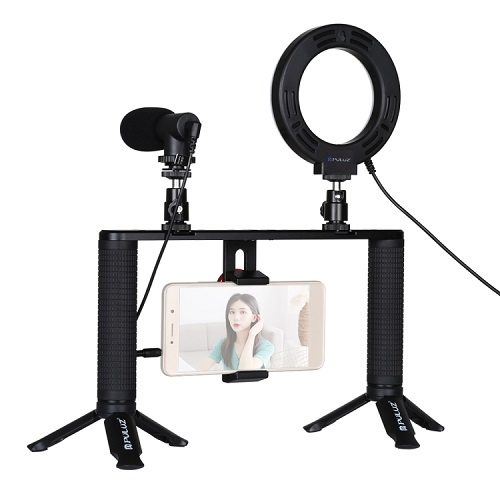 Blogošanas viedtālruņa video komplekts (LED gredzena lampa, statīvs, telefona turētājs, mikrofons)