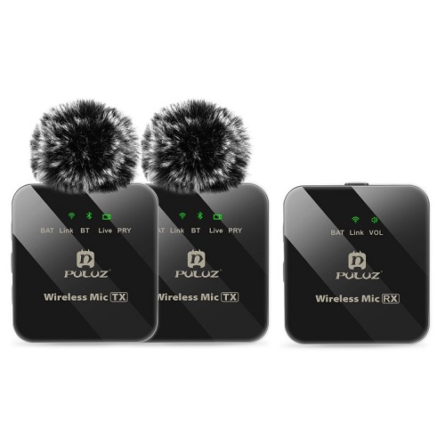 PULUZ bezvadu piespraužamais mikrofons 2 TX + 1 RX