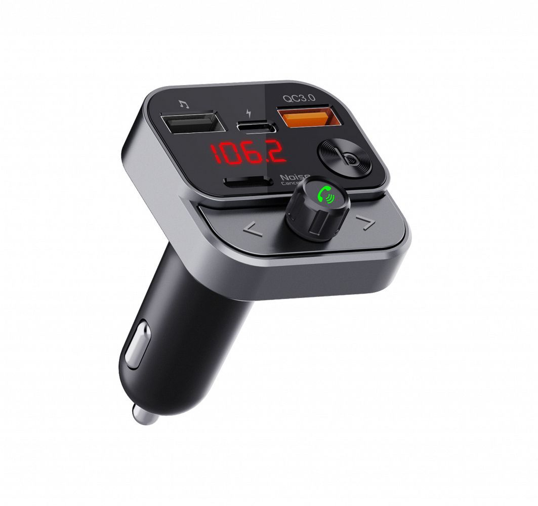 ART FM transmiters bluetooth 5.0 + USB A QC3.0 + Typ C (kopā 30W) FM-84B melns