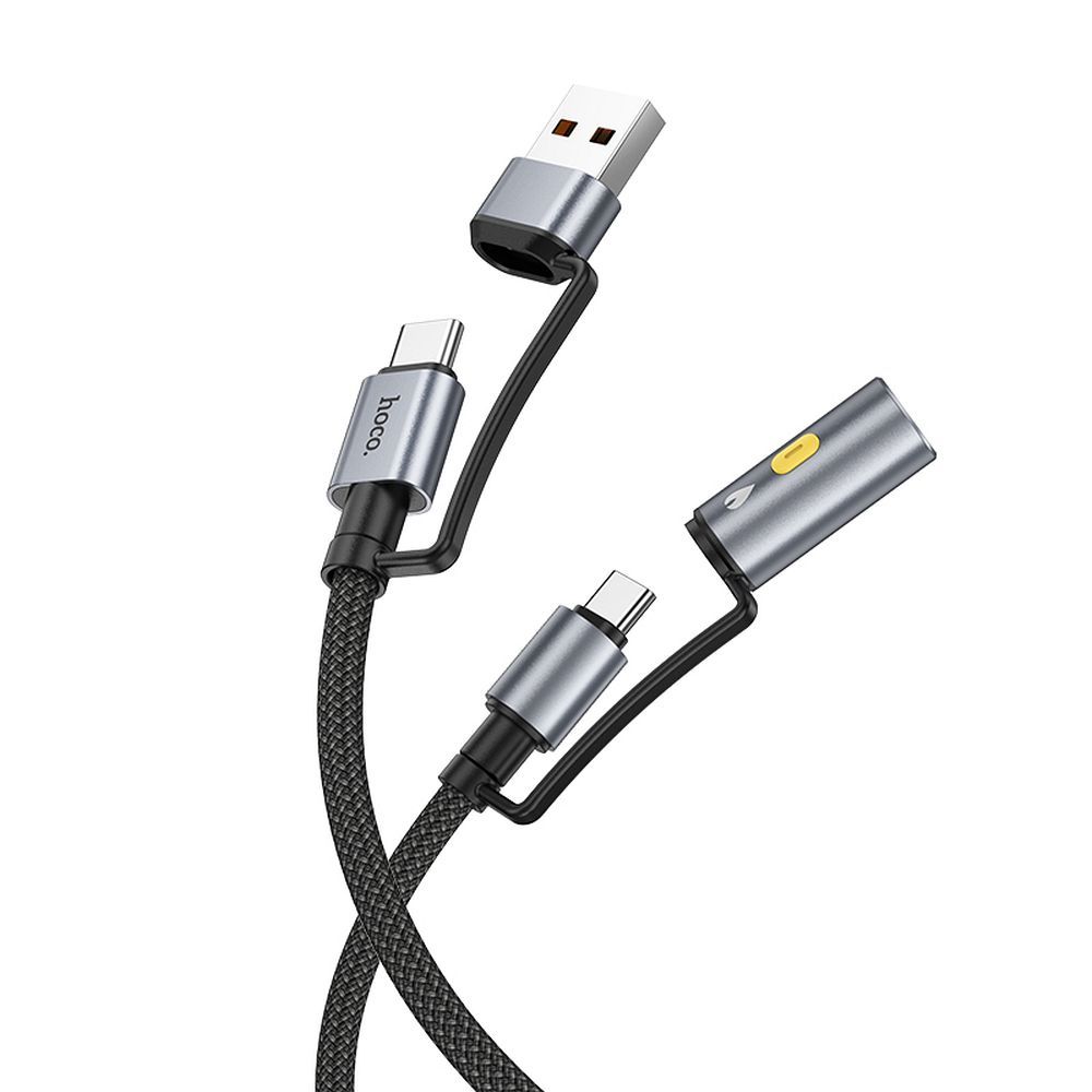 Kabelis All-in-one USB A / USB C uz USB C / Auto piepīpētājs Hoco 3A 60W 1,2 m U138 melns