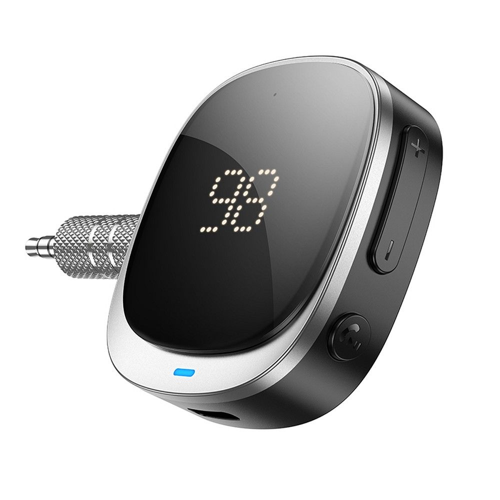 AUX Bluetooth adapteris Jack 3,5 mm Hoco ar displeju E80 melns