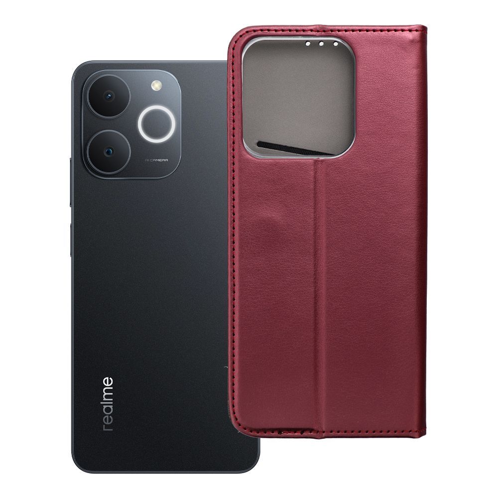 SMART MAGNETO grāmatas tipa viedtālruņa apvalks REALME NOTE 70 bordo