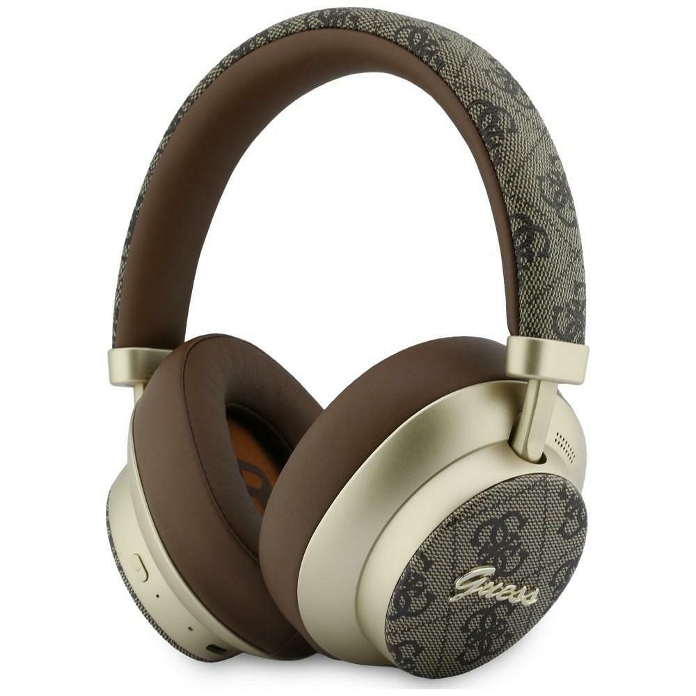 Bezvadu austiņas Guess ENC 4G Gold Script Metal, brūnas
