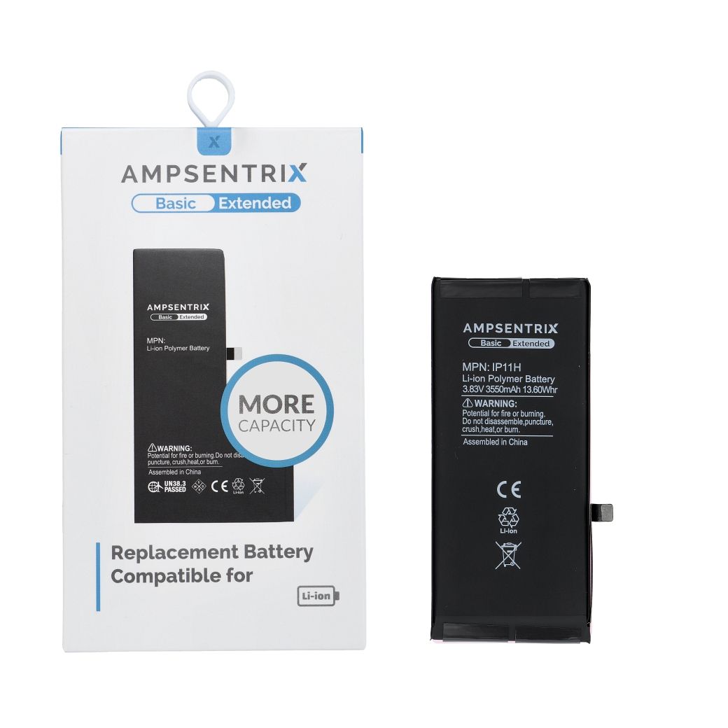 AmpSentrix Basic baterija iPhone 11 (lielas ietilpības 3550 mAh)