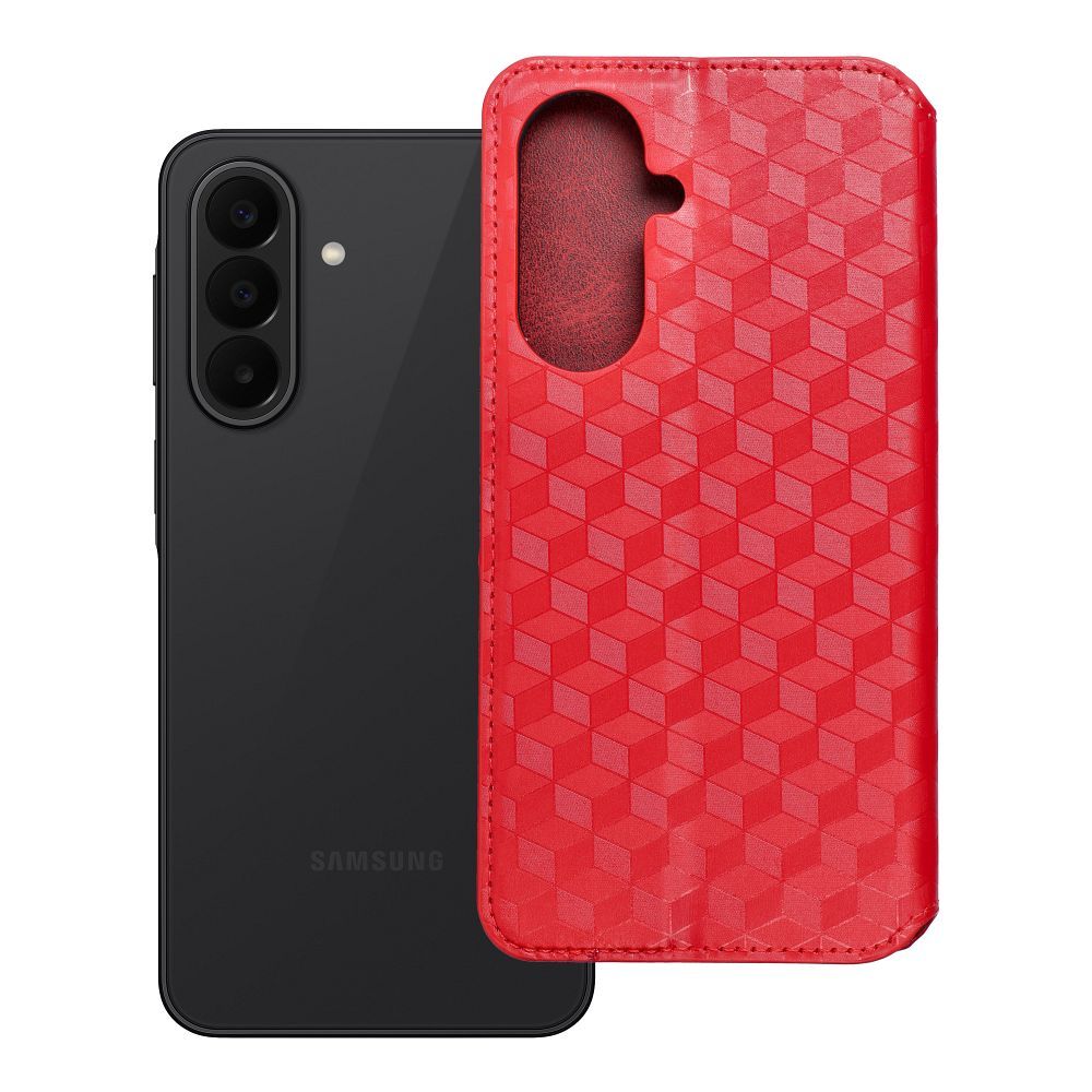 Atlokāmais maciņš Samsung A27 Cubic Book, sarkans