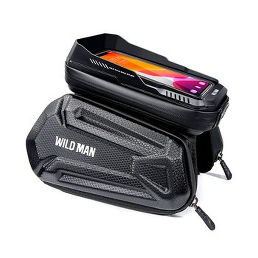 WILDMAN ceļojumu soma velosipēda rāmim ar rāvējslēdzēju, 1,2L (4 "- 7"), XT6, melna