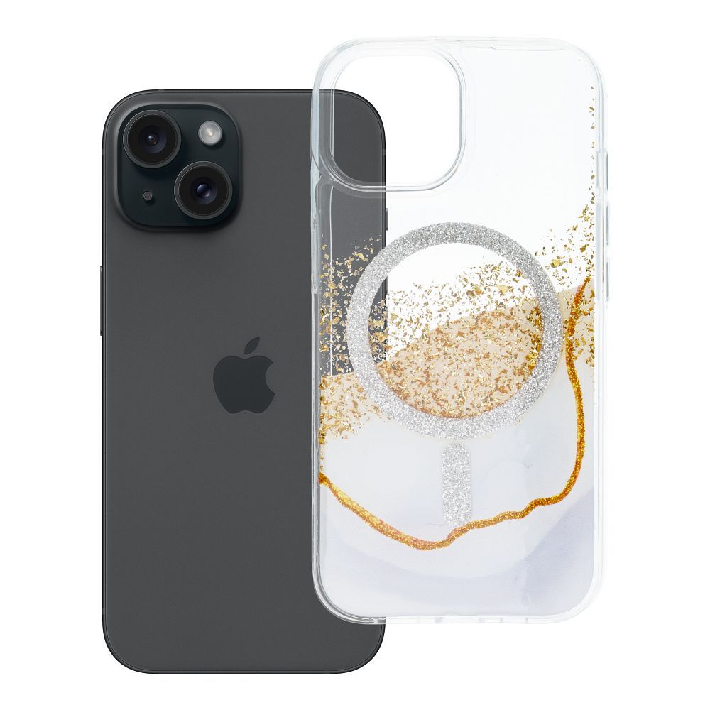 Ar MagSafe saderīgs Golden maciņš iPhone 15, balts