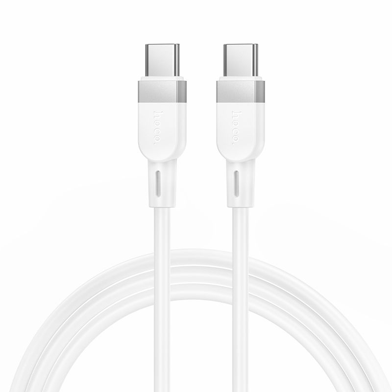 Kabelis USB C uz USB C Hoco 3A 60W silikona 1 m X109 balts