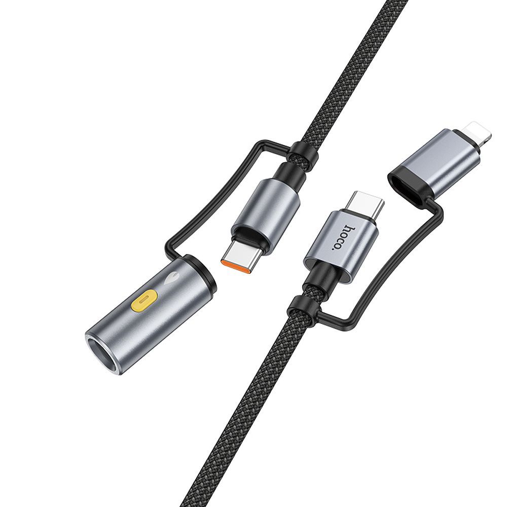 Kabelis All-in-one USB C / Lightning uz USB C / Auto piepīpētājs Hoco PD 3A 60W 1,2 m U138 pelēks