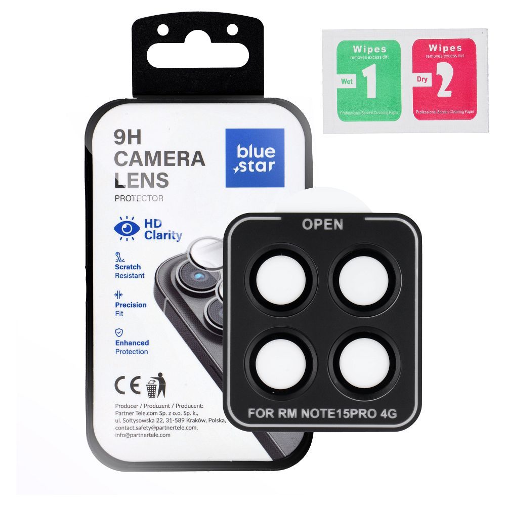 Camera Lens Protector BLUE STAR Easy Install for XIAOMI Redmi NOTE 15 PRO 15 PRO 4G black