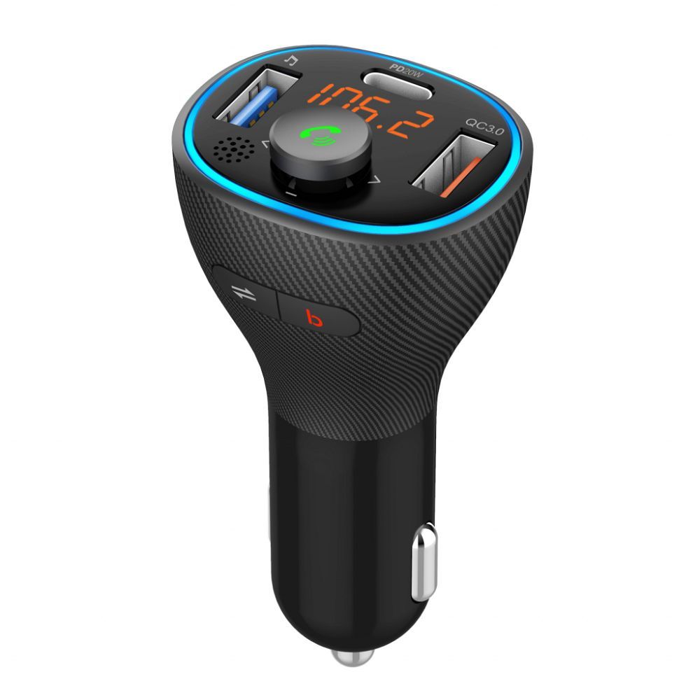 ART FM transmiters bluetooth 5.0 + USB A QC3.0 + Typ C (kopā 30W) FM-73 melns
