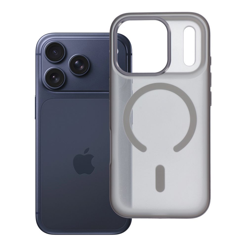Case for iPhone 17 Pro / 18 Pro (low camera edge) Flexline Mag Cover compatible with MagSafe gray