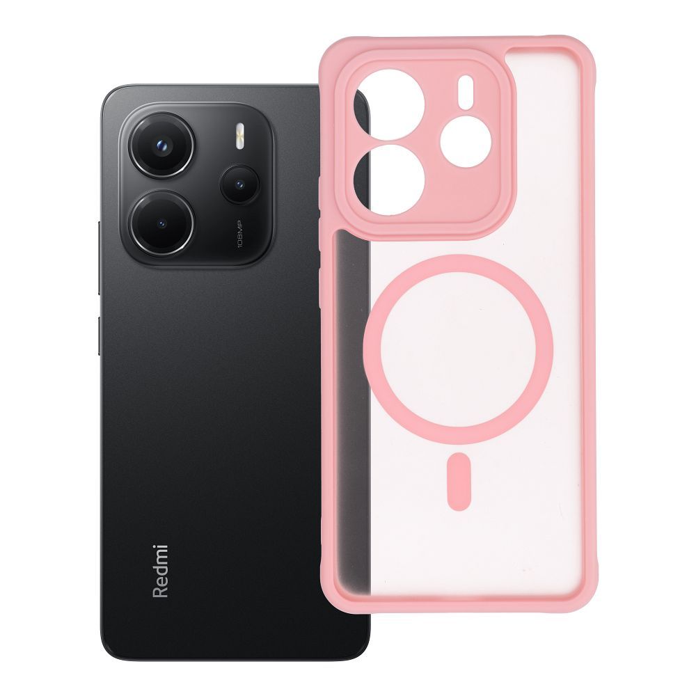 FULL MATTE MAG COVER magnētiskais viedtālruņa apvalks, saderīgs ar MagSafe, paredzēts XIAOMI REDMI NOTE 14 5G, gaiši rozā