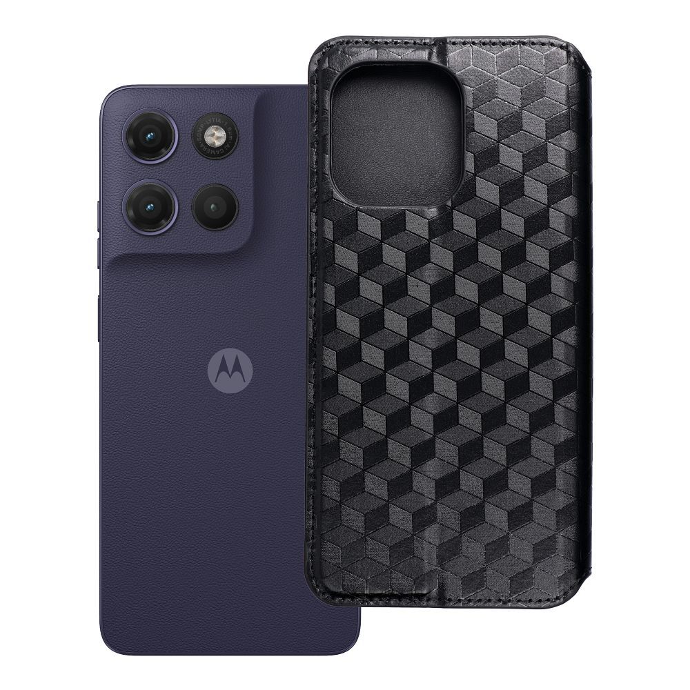 Atlokāmais maciņš Motorola G17 Cubic Book, melns