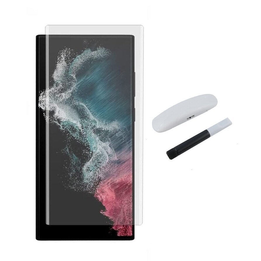 LCD ekrāna aizsargs HARD LIQUID UV Glue Samsung S22 Ultra S908 izliekts caurspīdīgs