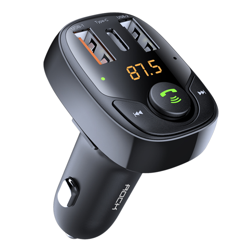 Rock Transmiter FM B301 MP3, Bluetooth - 2xUSB + Type C + micro SD - 36W black