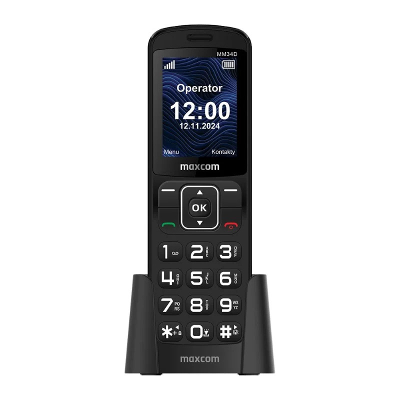 Mobilais telefons - MAXCOM MM 34D 4G melns + uzlādes doks