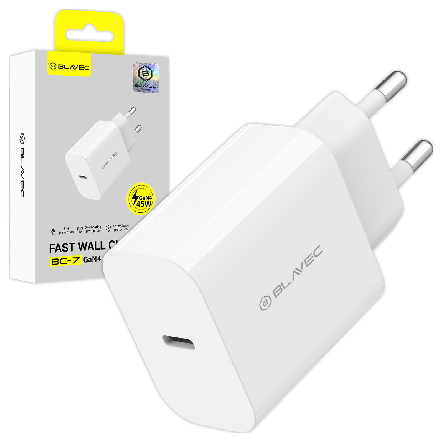 Blavec сетевое зарядное устройство BC-7 GaN4 - Type C - PD QC 45W 3A (TCBC7G4-CW453A) белый