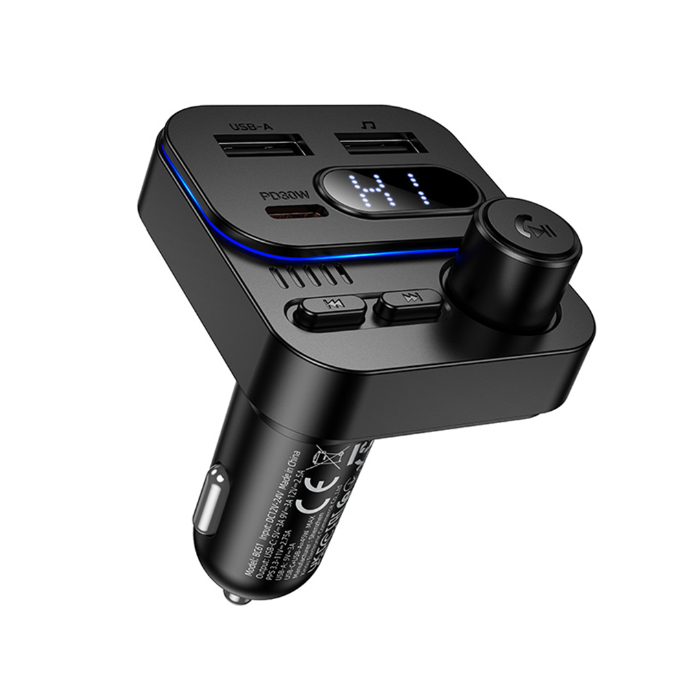 Borofone Transmitter FM BC61 Ocean MP3, Bluetooth - 2xUSB + Type C - PD 45W black