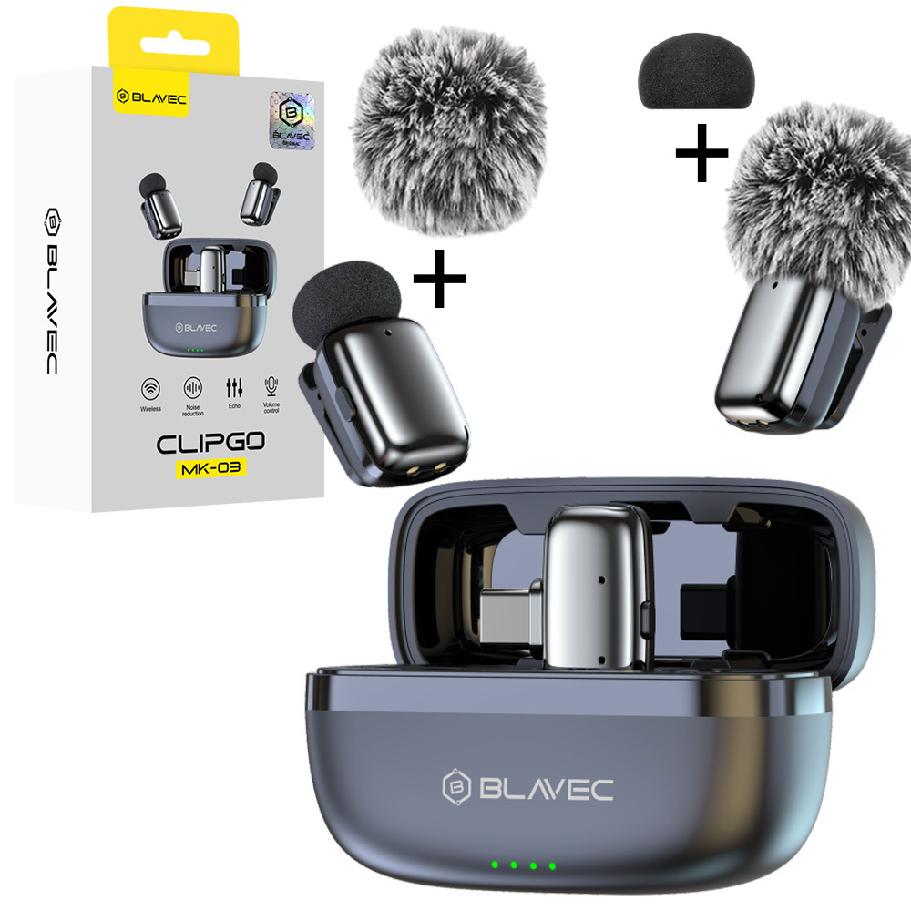 Blavec Lavalier mikrofoni x 2 MK-03 ClipGo Type C (LMMK03-S) sudrabs