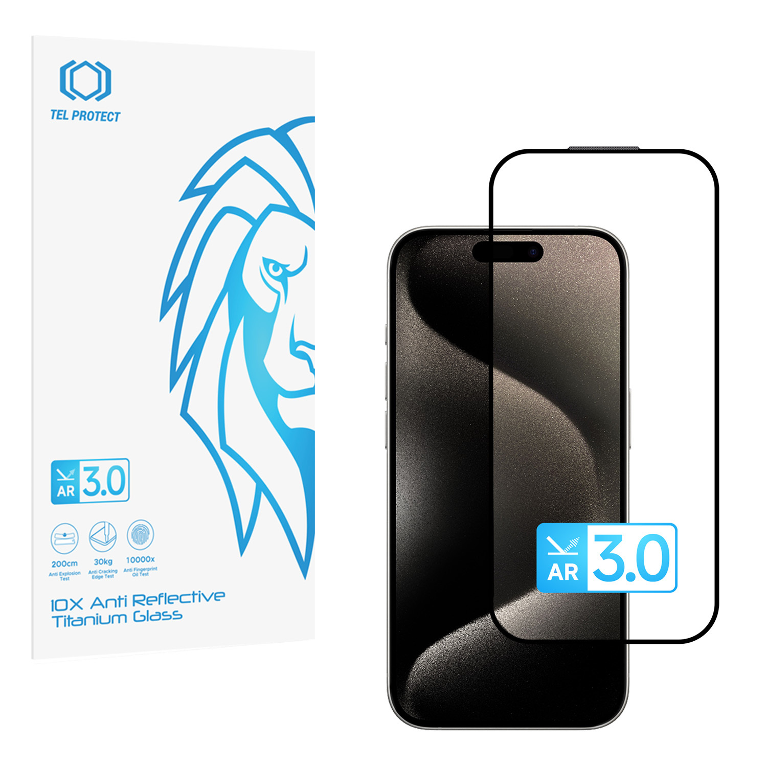 Tempered glass Tel Protect 10X AR 3.0 AntiReflective Titanium forIphone 15 Pro (envelope)