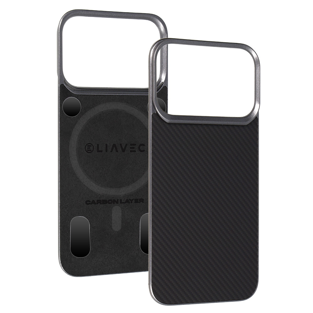 Liavec Carbon Layer Magsafe Aramid Fiber maciņš priekš Iphone 17 Pro Max melns