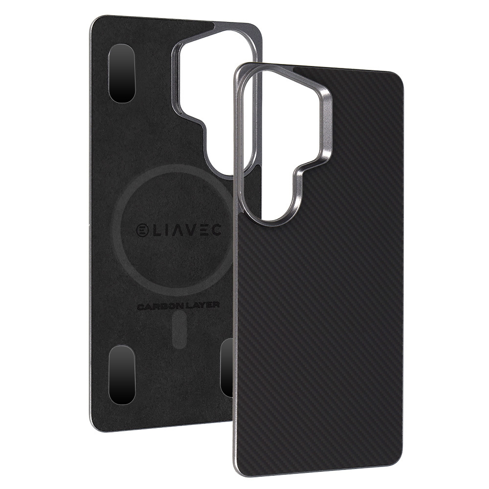 Liavec Carbon Layer Magsafe Aramid Fiber maciņš priekš Samsung Galaxy S26 Ultra melns