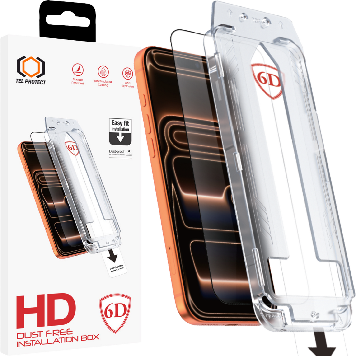 Tel Protect Dust-Free Easy Fit Full Glue 6D Tempered Glass for Iphone 17 Pro Max black