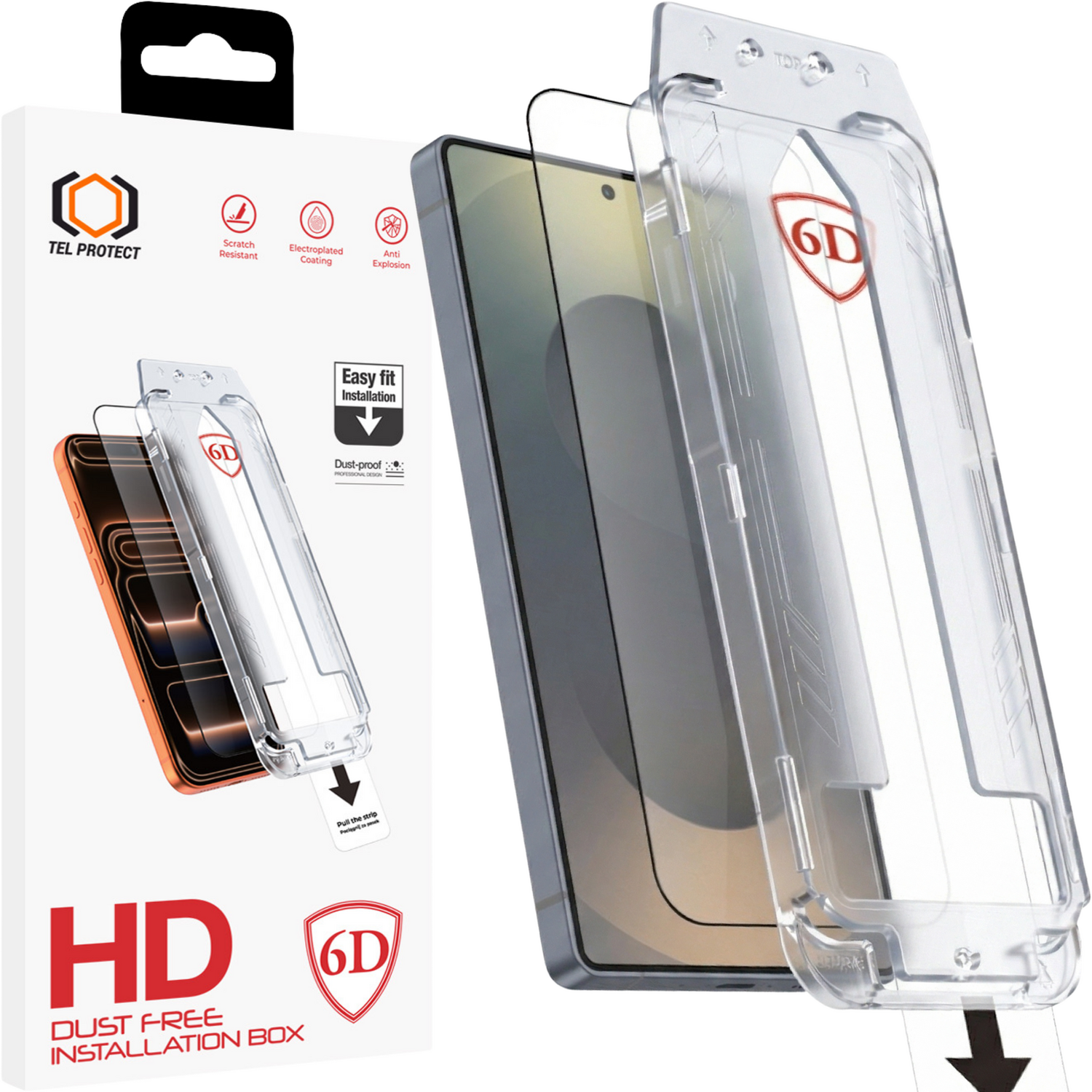 Tel Protect Dust-Free Easy Fit Full Glue 6D Tempered Glass for Samsung Galaxy S25 black (with fingerprint unlock)
