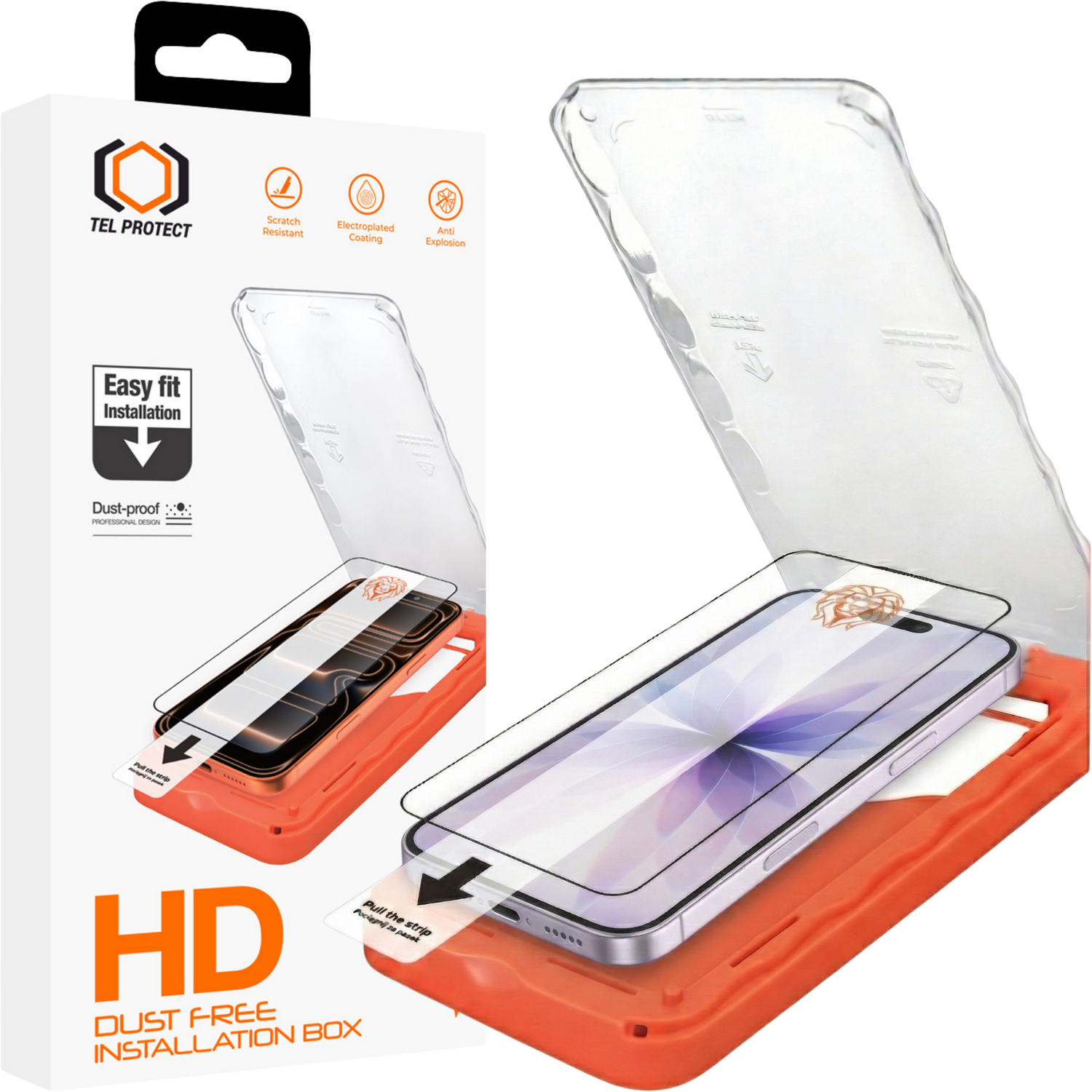 Tel Protect Dust-Free Easy Fit HD Titan rūdīts stikls priekš Iphone 16 Pro/17 melns