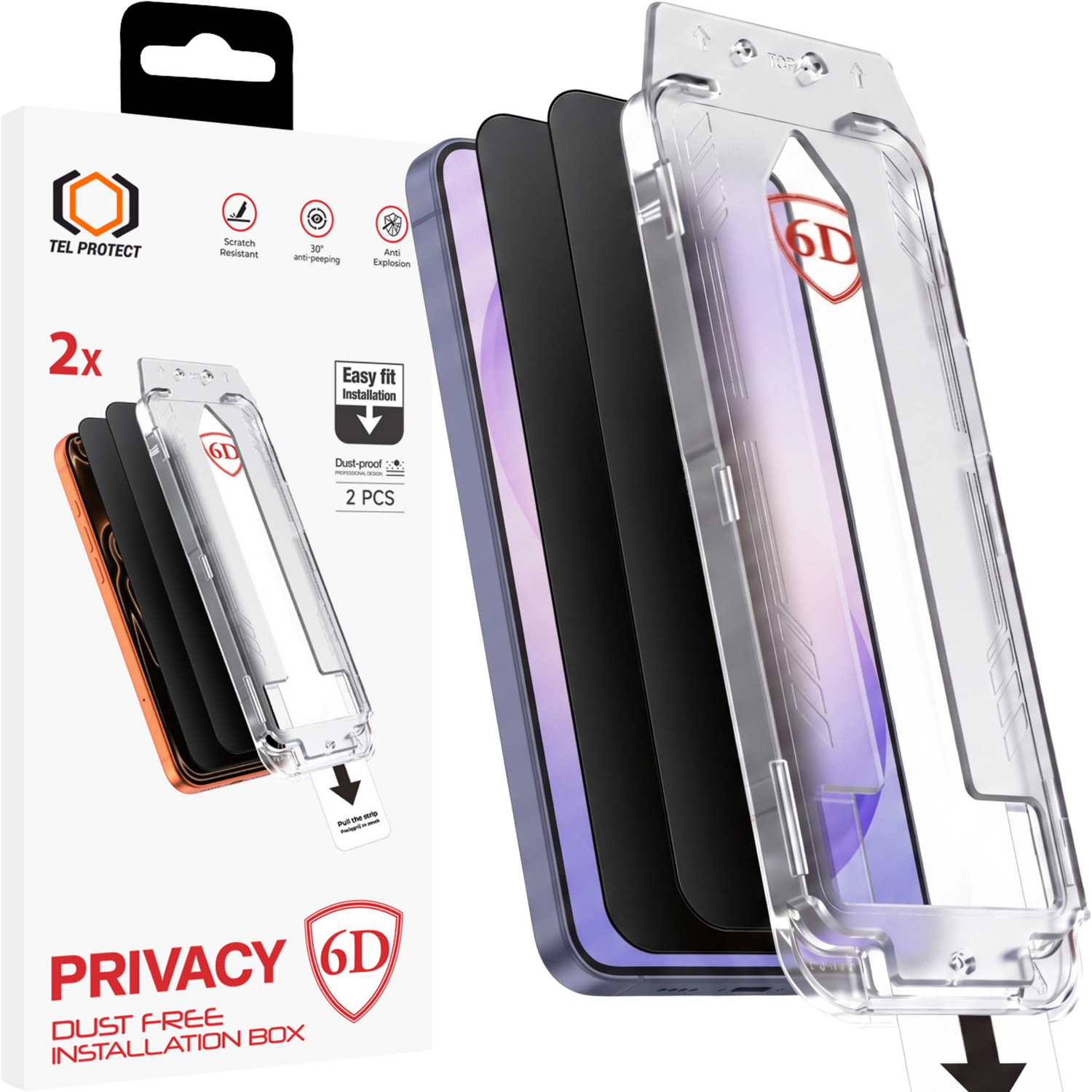 Tel Protect Dust-Free Easy Fit Privacy Full Glue 6D Tempered Glass for Samsung Galaxy S26 Ultra black (with fingerprint unlock) - 2 pieces