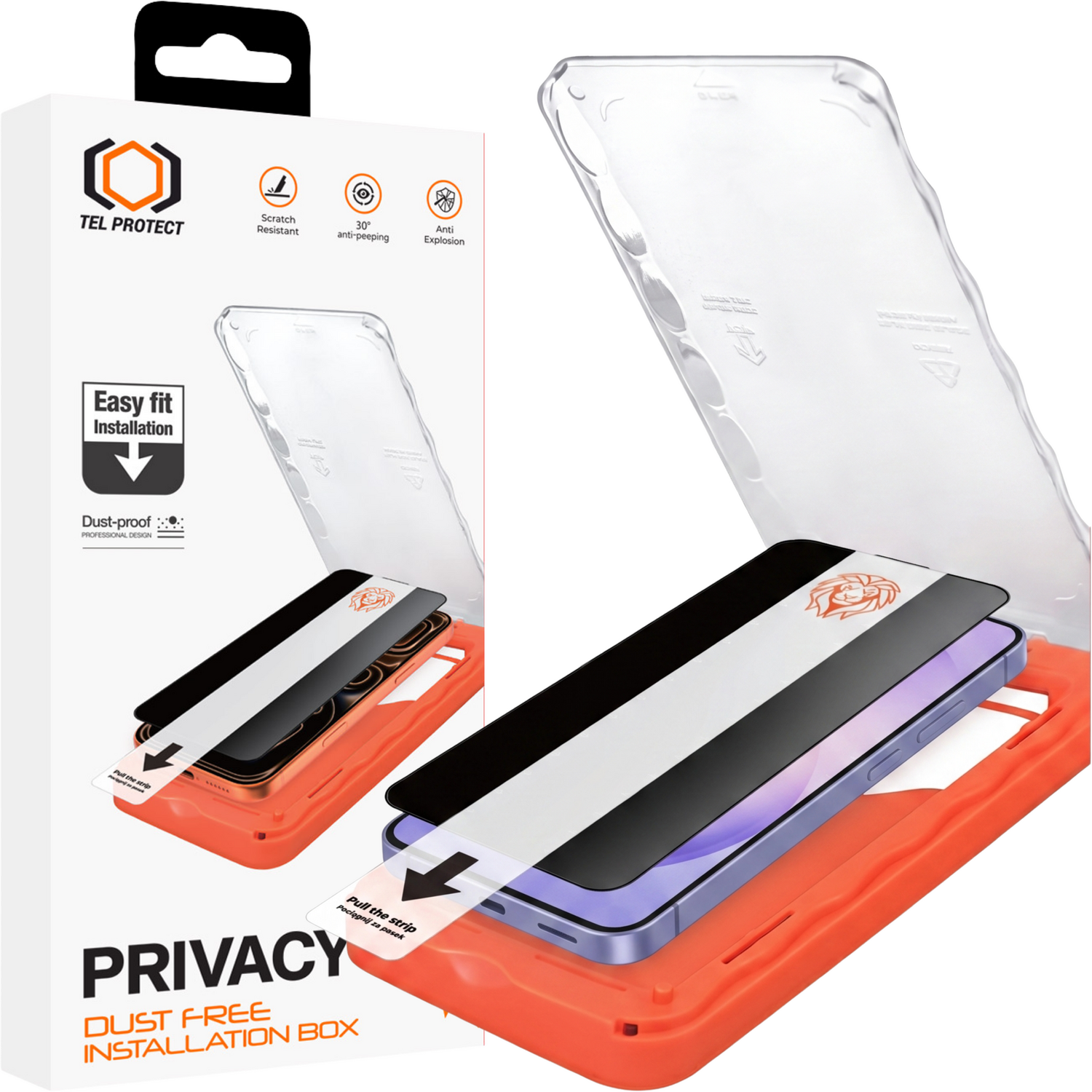Tel Protect Dust-Free Easy Fit Privacy Titan Tempered Glass for Samsung Galaxy S26 Plus black (with fingerprint unlock)