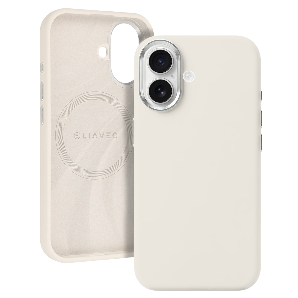 Liavec Silky maciņš ar metāla kameras rāmi priekš Iphone 17 bēšs