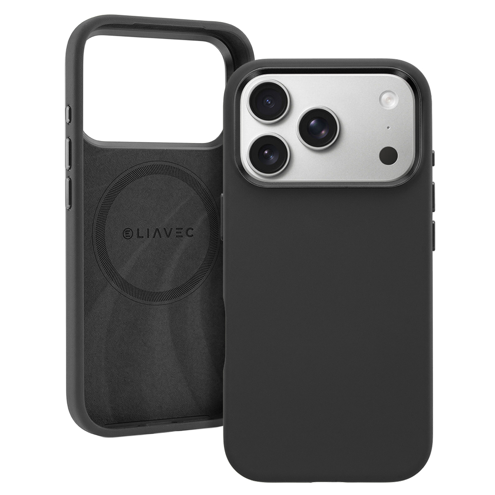 Liavec Silky maciņš ar metāla kameras rāmi priekš Iphone 17 Pro melns